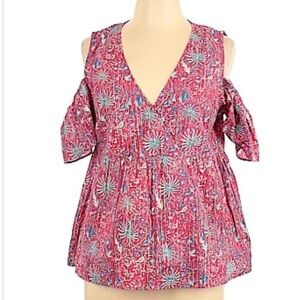 Lucky Brand Cold Shoulder Blouse - Red